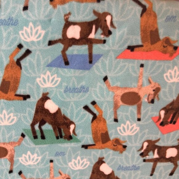 2+ yards Anti-Pill Plush Fleece Yoga Goats Om Peace Breath Blue - Picture 1 of 7